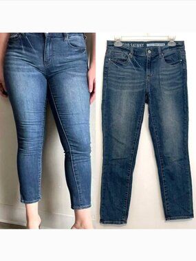 DKNY JEANS Soho Skinny Crop Jean Medium Wash Distressed Cropped Ankle Length ish